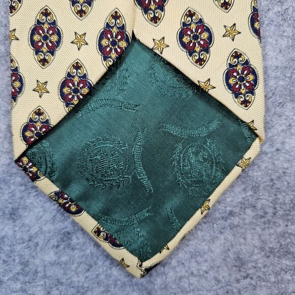 Tommy Hilfiger Necktie Yellow Geometric Crest‎ & Star Print 100% Silk 4x58 FLAWS - Picture 6 of 13